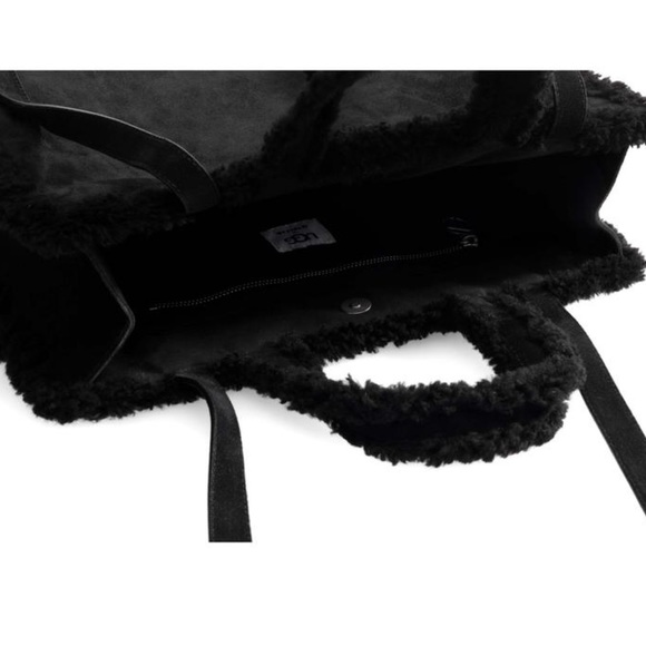 🆕UGG X TELFAR MEDIUM SHOPPER SHEARLING & SUEDE BLACK TOTE BAG - Picture 13 of 16